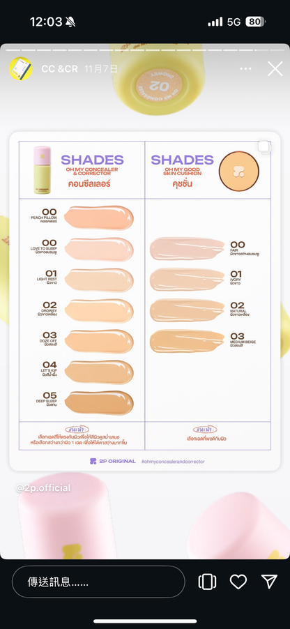 2p oh my concealer & oh my corrector