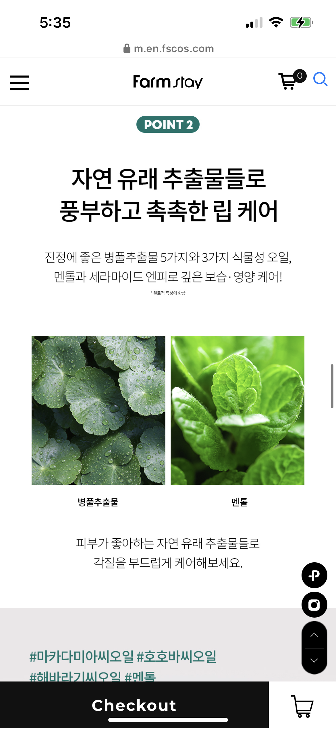 Farm Stay cica nature solution lip balm 積雪草潤唇膏